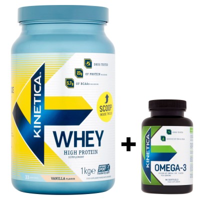 Pack Kinetica Whey Baunilha 1kg + Ómega-3 Pack Kinetica Whey Baunilha 1kg + Ómega-3