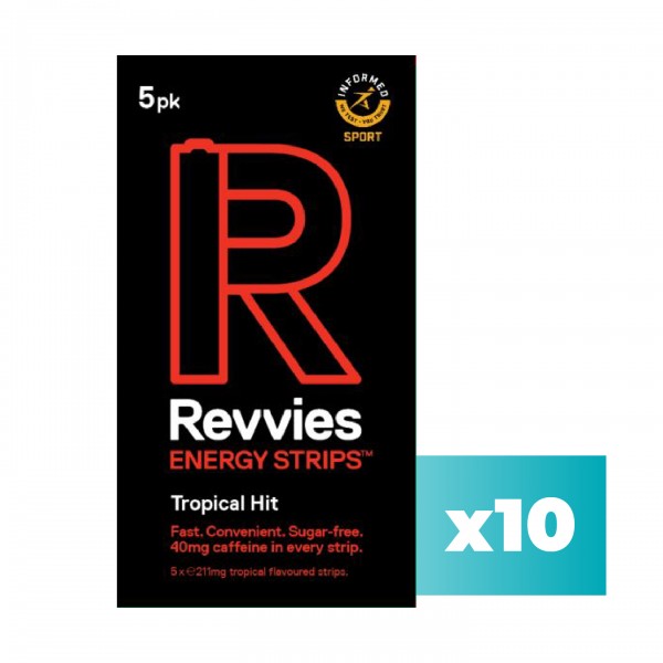 Revvies Tiras Energticas Tropical Hit Charge 40mg cafena (10x5 Pack)