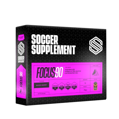 Soccer Supplement Gel energtico pr-jogo com cafena Focus90 Berry (caixa 12 ges)